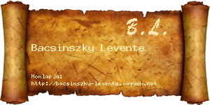 Bacsinszky Levente névjegykártya